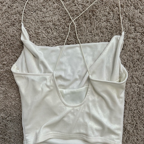 Cream Backless Ruched Tank Top - Picture 2 of 4